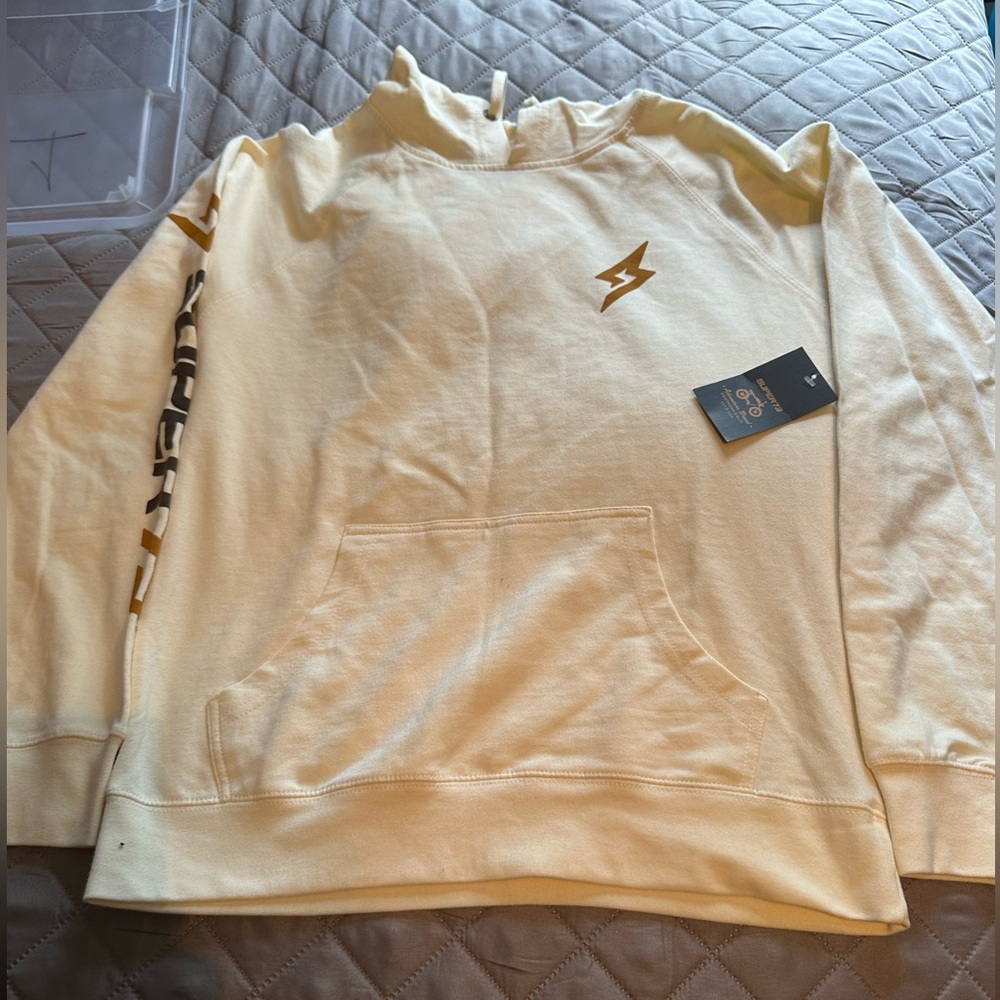 Super73 Cream Graphic Hoodie Sweatshirt Logo Streetwear Size M NWT